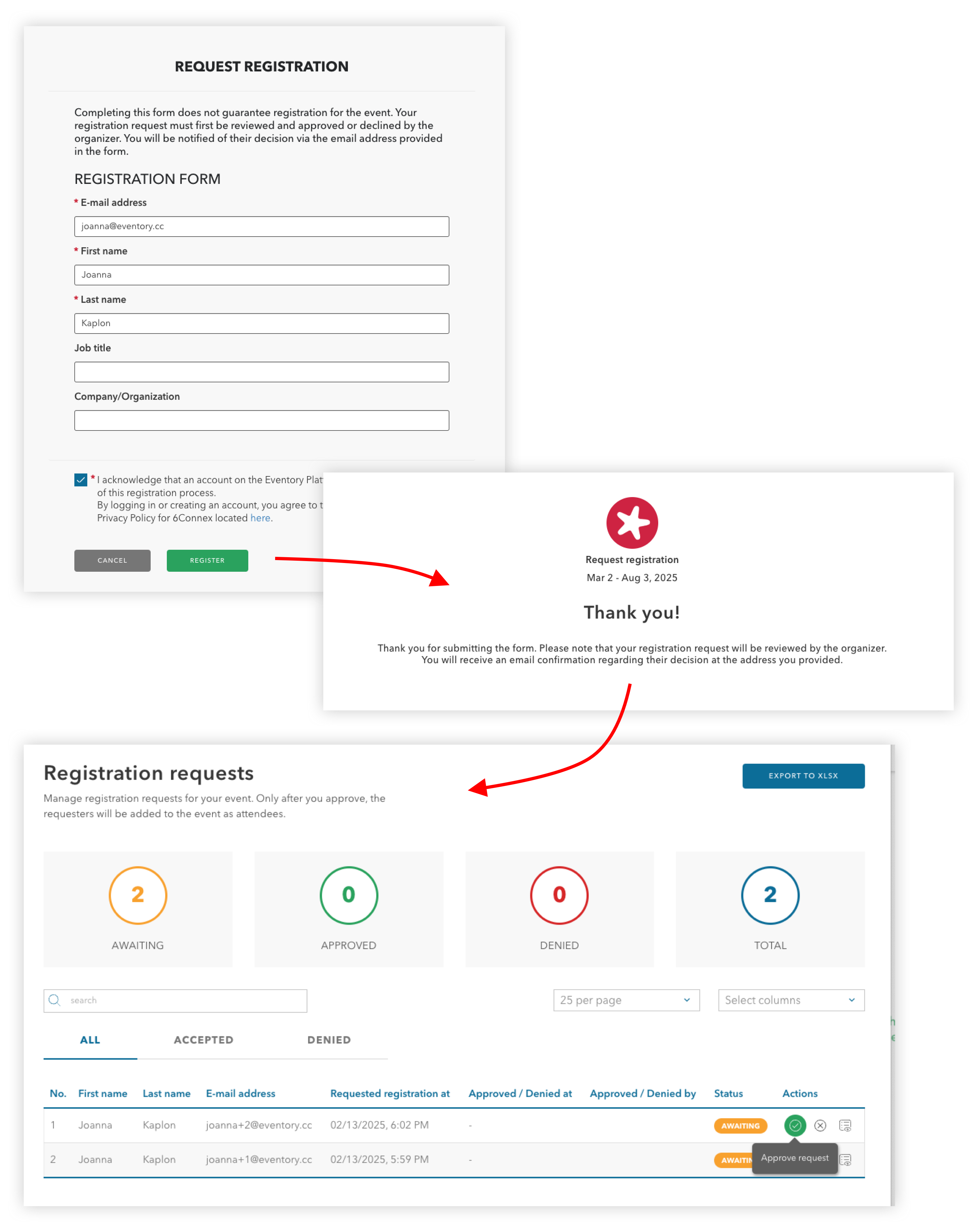 Request registration