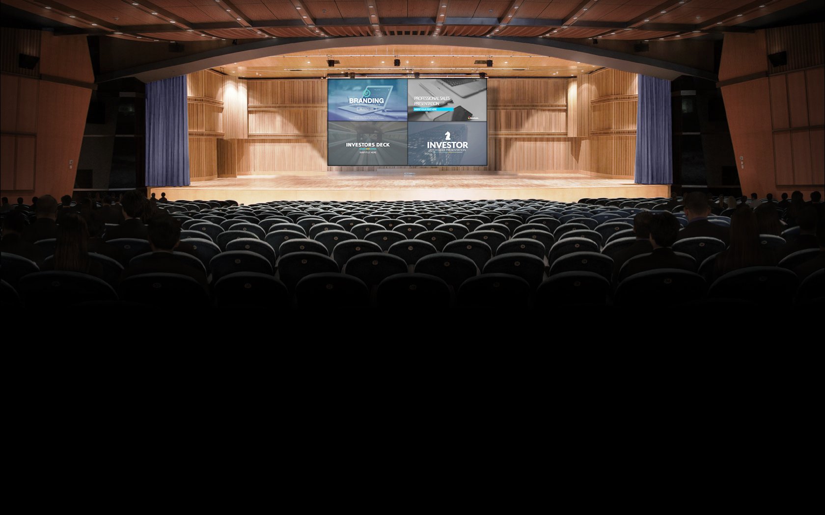 virtual auditorium screen during event