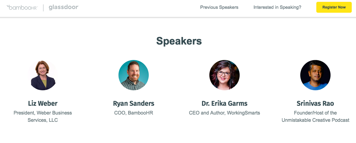 bamboo and glassdoor virtual event speaker section