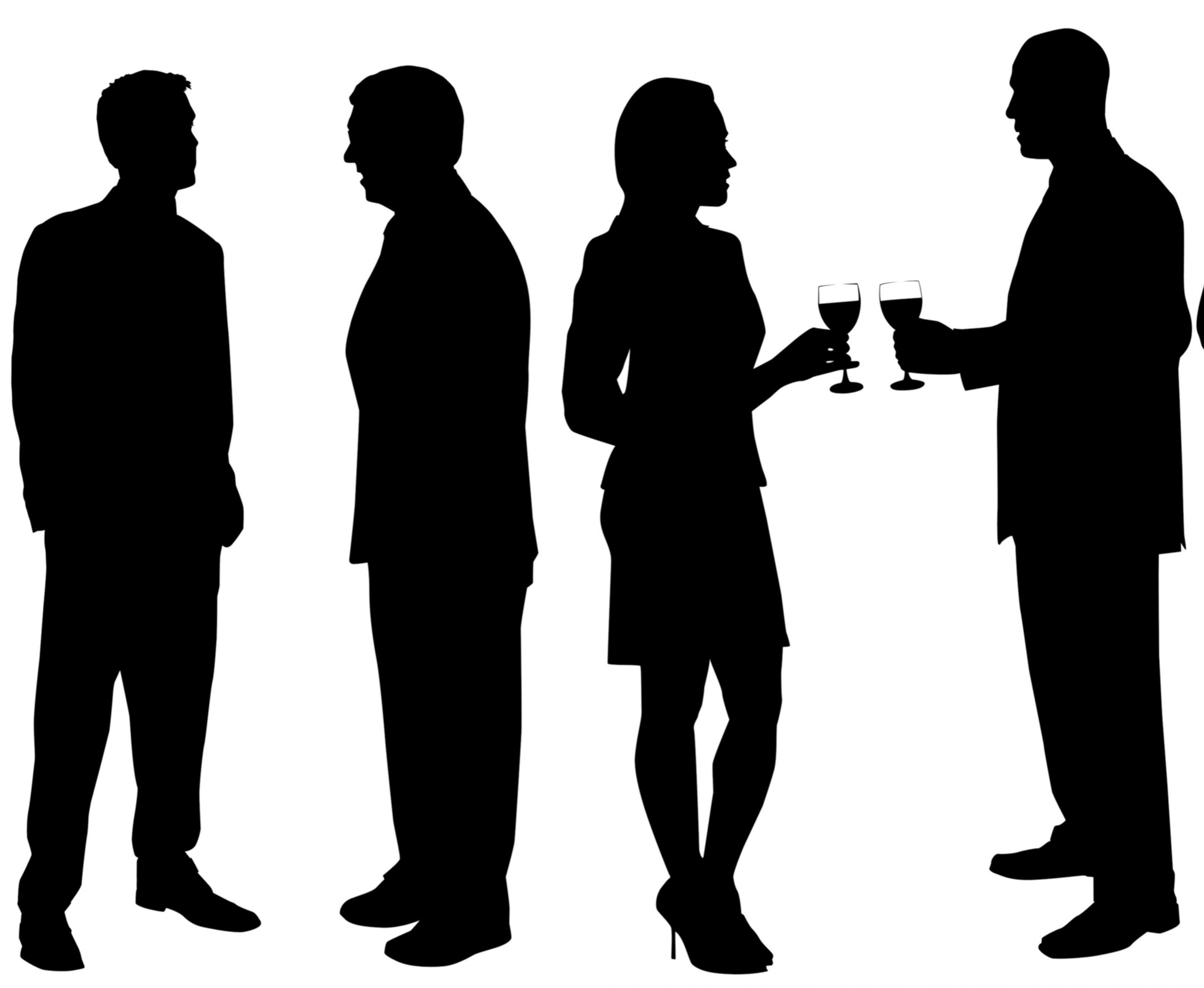 silhouettes of people at a cocktail party